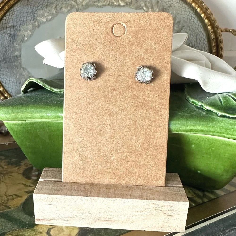 Pair of clear crystal CZ stud earrings